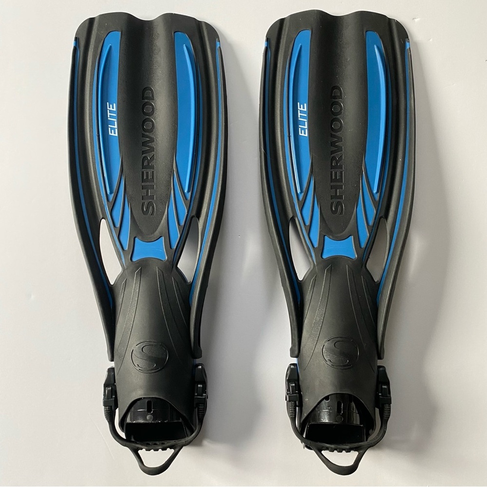 Sherwood Elite Full Foot Scuba Diving Fins Size Medium 9 10 EUC Dive Swim Black